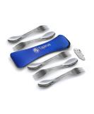 Tapirus 5 Spork Of Steel Utensils Set | Durable & Rust Proof Stainless Steel | Spoon, Fork & Knife Flatware | For Camping, Fishing, Hunting & Outdoor Activities | With Bottle Opener & Carrying Case - Buy Online on SooperMarket.com