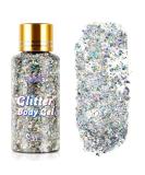 Silver Holographic Mermaid Sequins Body Glitter Gel - Waterproof for Face, Hair, and Nails | Perfect for Concerts, Parties, and Festivals - Buy Online on SooperMarket.com