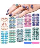 140 Pcs Marble Style Nail Polish Strips with Gradient & Glitter - Self Adhesive DIY Nail Art Decals for Holiday Decor | Includes 2 Nail Files - Buy Online on SooperMarket.com