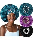 3PCS Satin Bonnets for Black Women - XL Hair Bonnets for Sleeping Braids & Curly Hair - C-Black, Teal, Purple - Buy Online on SooperMarket.com