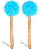 Shower Loofah Body & Back Scrubber | Exfoliating Luffa Bath Brush | Long Wooden Handle | Men & Women | Easy Reach | 2 Pack Blue - Buy Online on SooperMarket.com