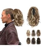 REECHO 10 Inch Ash Brown Ponytail Extension | Short Curly Synthetic Hairpiece with Platium Highlights - Buy Online on SooperMarket.com