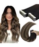 Youngsee Tape Extensions | Real Hair Balayage Tape In Extensions - 50cm 20pcs 50g - Remy Smooth Black/Brown/Blonde Hair - Buy Online on SooperMarket.com