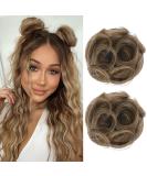 REECHO 2 PCS Mini Claw Clip in Messy & Cat Ears Hair Bun Extensions Wig Accessory Updo Hairpieces for Women Girls (Pack of 2-3.5" Wavy Light Ash Brown with Highlights) Pack of 2 - 3.5" Wavy Light Ash Brown with Highlights - Buy Online on SooperMarket.com