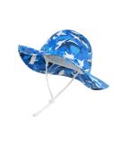 LANGZHEN Beach Sun Protection Hat for Baby Girls - Adjustable Toddler Kids Hat with Wide Brim & Chin Strap, Black Shark-Blue, 1-2 Years - Buy Online on SooperMarket.com