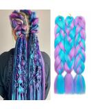 Tess Braids Extensions - Light Purple/Blue Jumbo Kanekalon 60cm Ombre Hair Braid (100g) for Box Braids - 1 Piece - Buy Online on SooperMarket.com