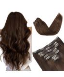 Dark Brown Seamless Clip in Human Hair Extensions - 12 Inch (60g), 7 Pieces Natural Thick Weft Hair Extensions for Women - 4 - Buy Online on SooperMarket.com