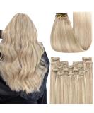 Youngsee 50 cm Clip-in Extensions - Real Remy Hair Ash Blonde & Blonde Highlights 120g (7 PC) #18/613 - Buy Online on SooperMarket.com