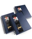 Arteza Watercolor Sketchbook 5.5x8.5-inch 3-Pack Blue Hardcover Journal, 96 Sheets, 140lb/300gsm, Spiral Bound Watercolor Paper Pad for Gouache, Acrylics, Pencils - 5.5x8.5 inch - Buy Online on SooperMarket.com