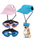 WEBEEDY 2 Sets Dog Hat and Sunglasses Set Summer Sunbonnet Adjustable Stripe Baseball Cap Pet Puppy Sunglasses for Outdoor Use - Buy Online on SooperMarket.com