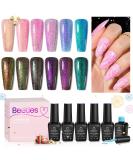 Beetles Glitter Gel Nail Polish Set - 6 Colors Chameleon Sparkle Kit for DIY Manicure | Color Changing Pink Purple Blue with Crushed Diamond Shine | Soak Off UV Gel Polish - Buy Online on SooperMarket.com