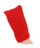 Exfoliating Loofah Glove Scrubber Mitten | Double Sided Bath Sponge Mitten & Soap Bag for Foaming | Red - Buy Online on SooperMarket.com