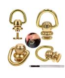 4Pcs Brass Ball Studs Rivets D Ring for Leather Crossbody Purse Craft Gold - Buy Online on SooperMarket.com