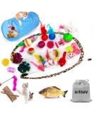 31 PCS Cat Toys Kitten Toys Assortments,Variety Catnip Toy Set Including 2 Way Tunnel,Cat Feather Teaser,Catnip Fish,Mice,Colorful Balls and Bells for Cat,Puppy,Kitty - Buy Online on SooperMarket.com