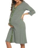 Marvmys Maternity Nightdress for Hospital Breastfeeding - 3/4 Sleeves Nursing Nightgown, XL, A-Green - Buy Online on SooperMarket.com