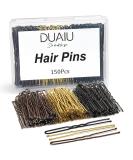 150 PCS Hair Pins for Buns - DUAIU U Shaped Pins Bobby Pins with Box - 6 cm Hair Grips Bobby Pins for Women Girls All Hair Types (Black & Blonde & Brown) - Buy Online on SooperMarket.com