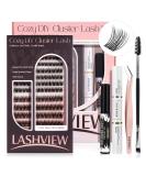 LASHVIEW DIY Lash Extension Kit - Cluster Lashes with Bond & Seal Remover Applicator & Brush for Perfect Eyelash Extensions - Buy Online on SooperMarket.com