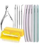 FANDAMEI 12pcs Nail Files Set with Cuticle Nipper, Buffer, Pusher, Remover Tool Manicure Kit Yellow - Buy Online on SooperMarket.com