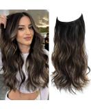 Secret Hair Extensions 20 Inch Synthetic Wavy Hair Pieces for Women Transparent Invisible Wire Hair Extensions (Natural Black to Caramel Blonde) 20 inch Natural Black to Caramel Blonde - Buy Online on SooperMarket.com