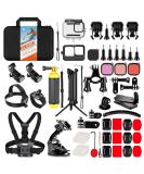 HONGDAK 63-in-1 Action Camera Accessories Kit for GoPro Hero 11/10/9 Black - Waterproof Housing, Silicone Case, Arm Strap, Mounts & More - Buy Online on SooperMarket.com