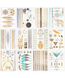 Metallic Temporary Tattoos 120+ for Women Teens Girls Tattoos Gold Silver Glitter Flash Waterproof Tattoo Stickers for Beach  Festivals  & Parties - Buy Online on SooperMarket.com