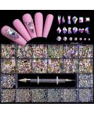 Nail Rhinestones Kit - 600 Iridescent Diamonds + 2500 Flat AB Rhinestones for Nail Art, Shoes, Clothes, and Jewels | DIY Crafts Gemstones Set - Buy Online on SooperMarket.com