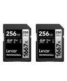 Lexar Professional 1667x 256GB (2-Pack) SDXC UHS-II Cards, Up To 250MB/s Read, for Professional Photographer, Videographer, Enthusiast (LSD1667256G-B2NNU) 2-Pack 256GB - Buy Online on SooperMarket.com