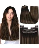 Youngsee Clip-In Extensions - Braun Balayage Real Hair Invisible Clips 120g 45cm (7PCs) - Remy Hair for Effortless Style - Buy Online on SooperMarket.com