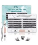 SISILILY Lash Extension Kit - 120 Cluster DIY False Eyelashes with Bond, Seal, Glue, and Tweezers - C D Curl 10/12/14/15/16mm - Buy Online on SooperMarket.com