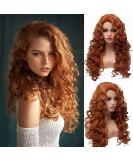 Copper red long hair curly wavy full head halloween wigs for women cosplay costume party (disposable) (copper red) copper red - Buy Online on SooperMarket.com