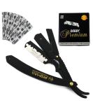 Professional Barber Straight Edge Razor - Salon Quality Cut Throat Shavette in Matte Black - Ideal for Barbers and Home Grooming - Model 160-10049PHBM - Buy Online on SooperMarket.com