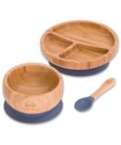 Bubba Bear Baby Bamboo Suction Bowl Plate & Spoon Set for Mess-Free Feeding | Toddler Led Weaning Bowls & Plates | Free Weaning Guide Included - Grey - Buy Online on SooperMarket.com