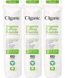Cliganic Organic Cotton Rounds (300 Count) Makeup Remover Pads, Hypoallergenic, Lint-Free | 100% Pure Cotton 100 Count (Pack of 3) - Buy Online on SooperMarket.com