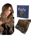 FSHINE CLIP in Extensions real hair ombre 120gram remy real hair extensions clip hair extension 100% human dark brown with caramel blonde balayage clip extensions real hair 7 stucco 40cm #4/4 2.1 clip #4/27/4 40cm - Buy Online on SooperMarket.com