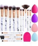 Makeup Brushes DUAIU 15PCs Marble Makeup Brush Set Premium Synthetic Kabuki Powder Blush Contour Foundation Concealer Eyeshadow Brushes with Makeup Sponge and Cleaner Brush Egg A Grey - Buy Online on SooperMarket.com