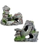 2pcs aquarium rock cave decoration with green grass for fish shrimp hide aquarium decoration resin aquarium accessories aquarium resin cave mountain view 11 x 9 x 11 cm 10 x 5.5 x 10 cm. - Buy Online on SooperMarket.com