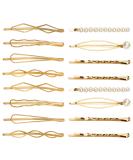 16 Pieces Geometric Metal Hair PinsPearls Hair Clips Elegant Hair Barrettes Bridal Gold Metal Bobby Pins Dainty Embellished Bobby Pins ?for Woman and Girls - Buy Online on SooperMarket.com