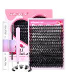 wiwoseo Russian Cluster Lashes Kit - Individual Eyelash Extensions with Glue (0.07D Volume, 9-16MM) - Buy Online on SooperMarket.com