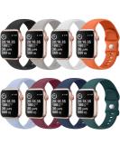 8 Pack Silicone Apple Watch Bands - Waterproof Sport Straps for iWatch Series 8 7 6 5 4 3 2 1 SE - Men Women Replacement Wristbands - Dark Gray/BlackWhite/Orange/Sky Blue/Wine Red - Buy Online on SooperMarket.com