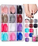 Press on Toe Nails  FANDAMEI 12 Colors 288PCS Press on Toenails Short Square  4 Glitter Press on Toenails Full Cover  6 Glossy False Toenails for Feet  2 Press on Toenails French Tip for Summer Nail Pattern A - Buy Online on SooperMarket.com