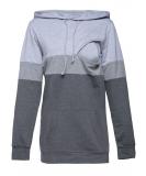 Happy Mama Nursing Hoodie - Women's Breastfeeding Maternity Clothes - Color Block Design - Light Grey Melange & Grey Melange & Graphite Melange - Buy Online on SooperMarket.com