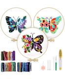 Butterfly Flower Embroidery Stitch Practice kit  3 Sets Beginners Embroidery Kit for Beginners Include Embroidery Cloth Hoops Threads for Craft Lover Hand Stitch with Embroidery Skill Techniques - Buy Online on SooperMarket.com