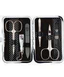 Buy Three Swords Germany 6 pcs Manicure Set 'Genova' - Black Dotted Artificial Leather Nail Care Kit with Scissors Clippers Glass & Sapphire Files - Buy Online on SooperMarket.com