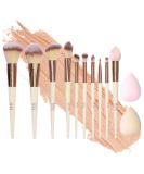 Expressions 12pc Flawless Makeup Brush Set - Vanilla Rose Gold | Premium Glitter Cosmetic Brushes for Contouring & Highlighting - Buy Online on SooperMarket.com