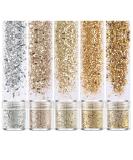 5 Set Holographic Chunky Glitter Nail Sequins for Body, Face, Hair - Gold & Silver Shades - Buy Online on SooperMarket.com