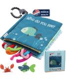 Fish Baby Books - Soft Cloth Books for Babies 0-6 Months | Baby Toys for 6-12 Month Olds | Baby Shower Gifts Box with Teether | Newborn Baby Sensory Stroller Toys - Buy Online on SooperMarket.com
