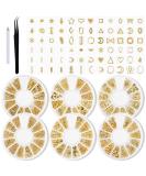XEAOHESY 6 Boxes Gold Nail Charms for Nails - Geometry Heart Moon Line Sea Creatures Metal Studs, 3D Nail Art Jewelry Decoration with Tweezers and Wax Pencil - Buy Online on SooperMarket.com