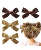 4Pcs Velvet Bow Hair Clips for Girls and Women - Brown Rosegold - 3.8 Inch - Christmas Hair Accessories - Buy Online on SooperMarket.com