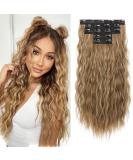 REECHO Clip in Hair Extensions - 5PCS Brown 24 Thick Long Loose Waves HE002 - Invisible Lace Weft Natural Soft Hairpieces for Women - Light Brown with Blonde Highlights - Buy Online on SooperMarket.com