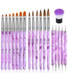 TOROKOM 19 Pcs Nail Art Brushes Set - Acrylic & UV Gel Polish Painting Brushes and Tools (Purple) - Buy Online on SooperMarket.com